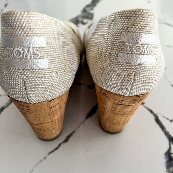 Toms Stella Peep-Toe Wedges Tweed Neutral - Picture 4 of 5